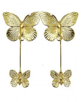 PENDIENTES LARGOS CON MARIPOSAS DORADAS SUPER FAVORECEDOR