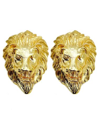 PENDIENTES DORADOS DE LEON PRECIOSA CABEZA FELINA VINTAGE
