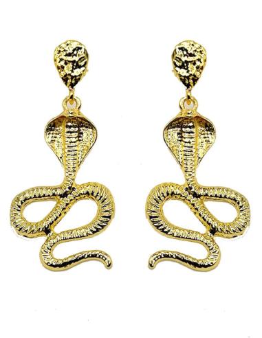 PENDIENTES LARGOS DORADOS CON SERPIENTE COBRA EGIPCIA