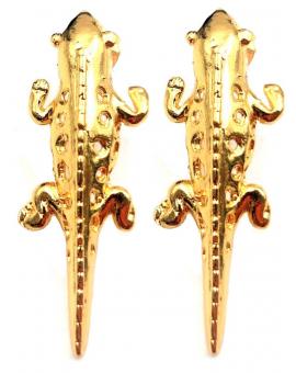 JOYAS EXCLUSIVAS PENDIENTES LARGOS PARA MUJER CON LAGARTOS CON BAÑO DE ORO