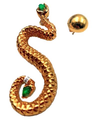 PENDIENTES MUJER LARGOS DE SERPIENTES CON BAÑO DE ORO JOYAS EXCLUSIVAS