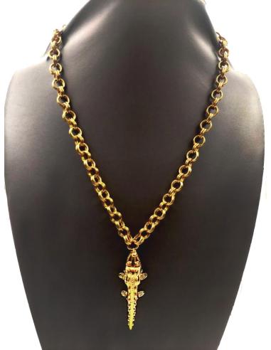 JOYAS EXCLUSIVAS COLLARES DORADOS DE MUJER DE COCODRILOS CON BAÑO DE ORO