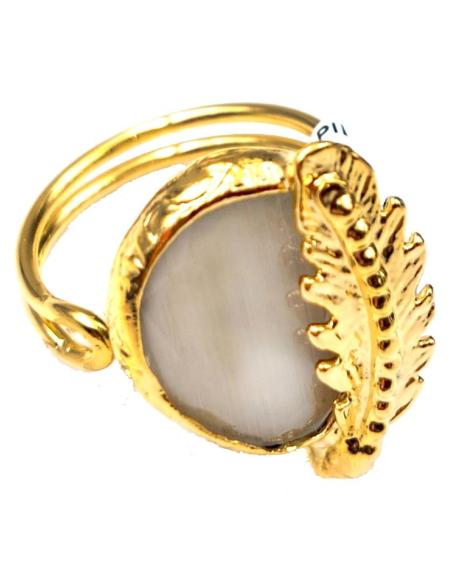 ANILLOS BLANCOS DE PIEDRA CON HOJAS DE INSPIRACION GRIEGA