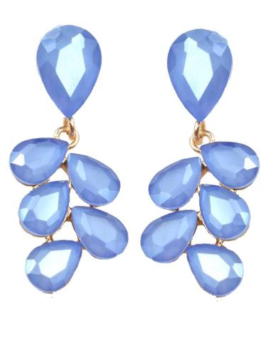 PENDIENTES DE FIESTA Y BODA AZULES CON DELICADO DISEÑO DE HOJITAS