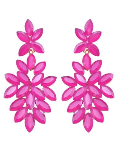 PENDIENTES DE FIESTA LARGOS DE CRISTAL FUCSIA PARA INVITADAS