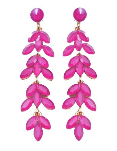 LARGOS PENDIENTES DE FIESTA FUCSIAS PARA BODAS Y EVENTOS