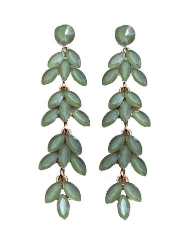 LARGOS PENDIENTES DE FIESTA VERDES TONO CLARO PARA BODAS Y EVENTOS