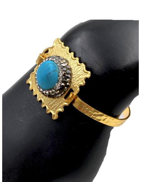 PULSERAS MUJER DORADAS BAÑO DE ORO Y PIEDRA TURQUESA