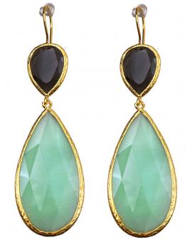 PENDIENTES MUJER LARGOS VERDE CLARO Y NEGROS PARA BODAS