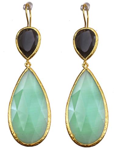 PENDIENTES MUJER LARGOS VERDE CLARO Y NEGROS PARA BODAS