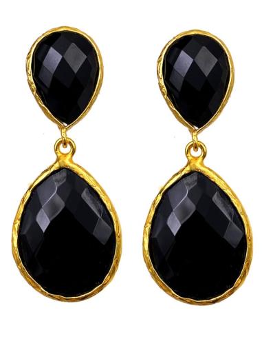 PENDIENTES NEGROS DE PIEDRAS ONIX IDEAL PARA BODAS Y EVENTOS