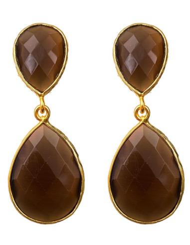 PENDIENTES MARRONES DE PIEDRAS IDEALES PARA BODAS Y EVENTOS