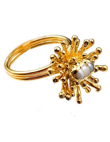 ANILLOS DORADOS PARA BODAS CON DETALLE DE PERLA