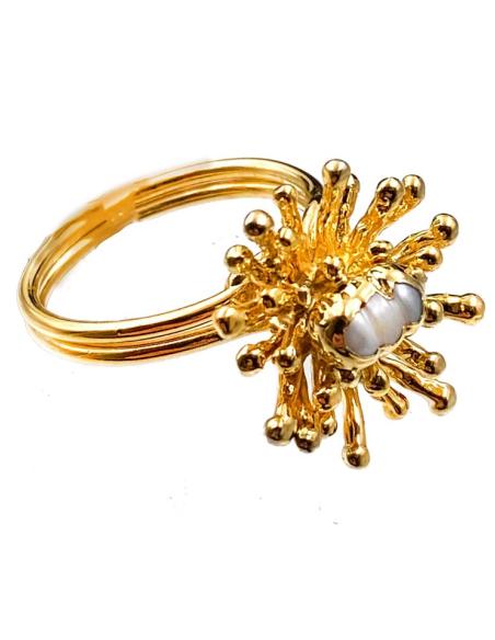ANILLOS DORADOS PARA BODAS CON DETALLE DE PERLA
