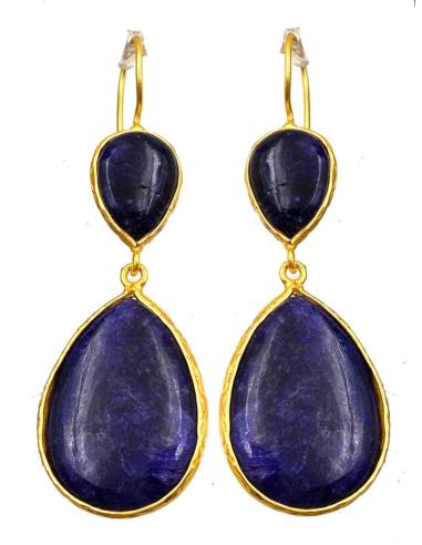 PENDIENTES LARGOS DE PIEDRAS AZUL OSCURO DE LAPISLAZULI