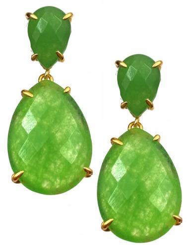 PENDIENTES VERDES PARA BODAS CON BONITA LAGRIMA DE PIEDRA