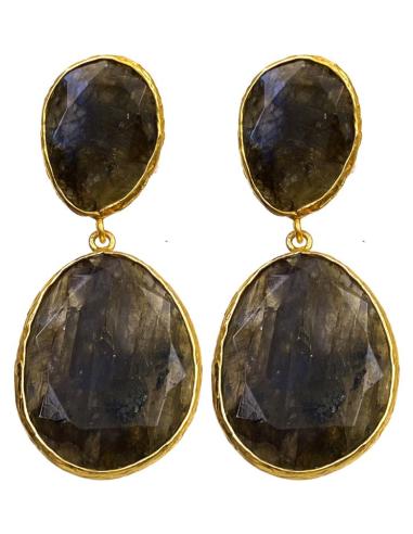 PENDIENTES LARGOS DE PIEDRAS SEMIPRECIOSAS DE LABRADORITA