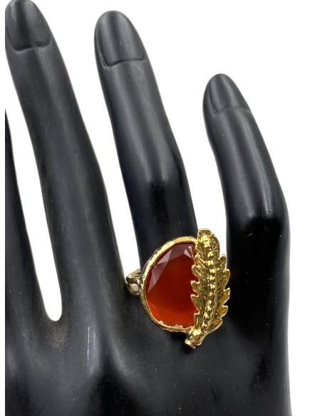ANILLOS ROSAS DE PIEDRA CON HOJAS DE INSPIRACION GRIEGA