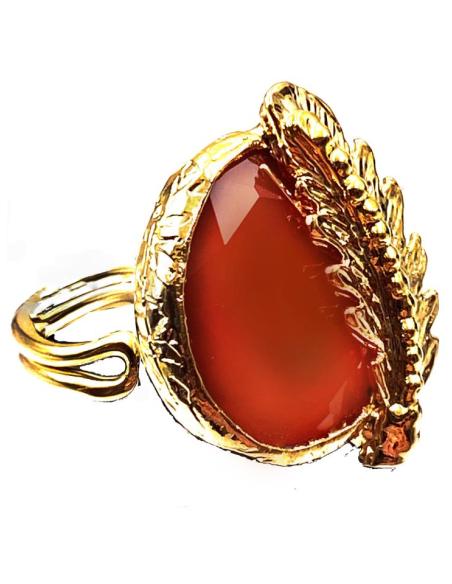 ANILLOS ROSAS DE PIEDRA CON HOJAS DE INSPIRACION GRIEGA