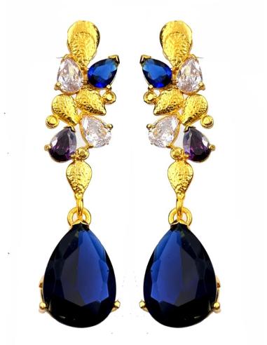 ELEGANTES PENDIENTES LARGOS EN AZUL MARINO PARA BODAS