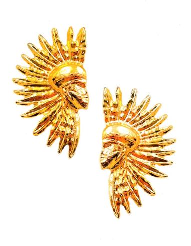 PENDIENTES DORADOS ORIGINALES CON FIGURA DE CABEZA TRIBAL