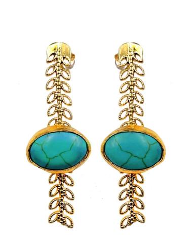 PENDIENTES DORADOS PARA BODAS CON DETALLE DE PIEDRA COLOR
