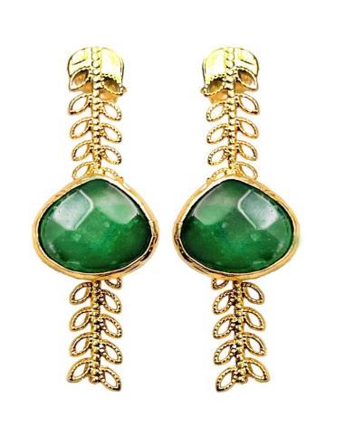PENDIENTES DORADOS PARA BODAS CON DETALLE DE PIEDRA COLOR
