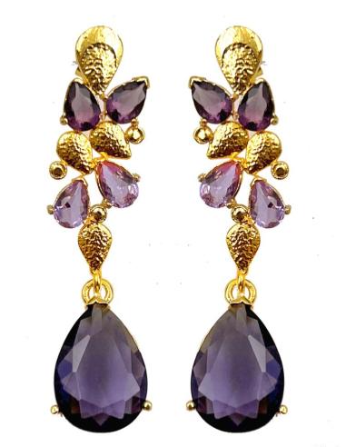 ELEGANTES PENDIENTES LARGOS MORADOS PARA BODAS