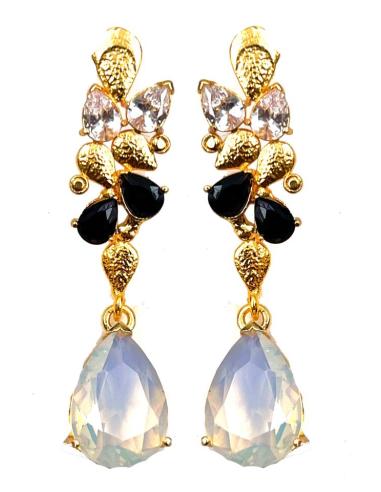 PENDIENTES LARGOS DE PIEDRA LUNA EXQUISITO DISEÑO DE LAGRIMA