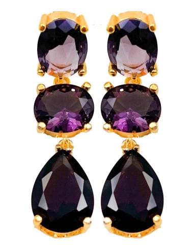 LARGOS PENDIENTES MORADOS EXCLUSIVOS PARA BODAS Y EVENTOS