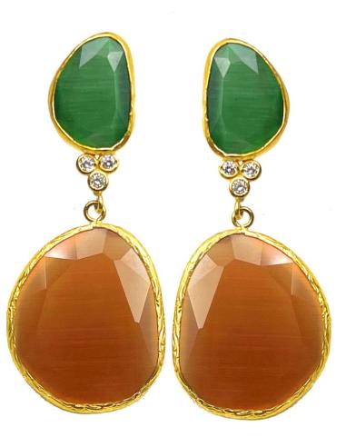 PENDIENTES LARGOS MARRONES Y VERDES DISEÑADOS PARA BODAS