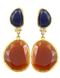PENDIENTES LARGOS MARRONES Y MORADOS DISEÑADOS PARA BODAS