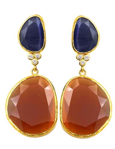 PENDIENTES LARGOS MARRONES Y MORADOS DISEÑADOS PARA BODAS