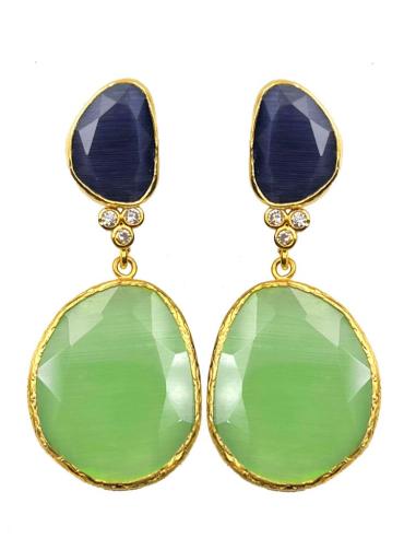 PENDIENTES LARGOS VERDES Y MORADOS PERFECTOS PARA BODAS
