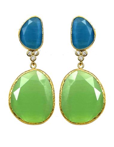 PENDIENTES LARGOS VERDES Y AZULES PERFECTOS PARA BODAS