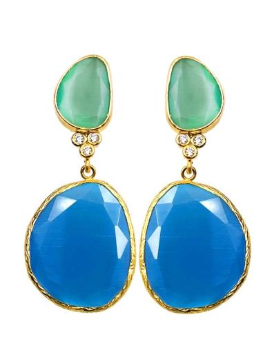 PENDIENTES LARGOS AZULES TURQUESA Y VERDES AGUA PARA BODAS