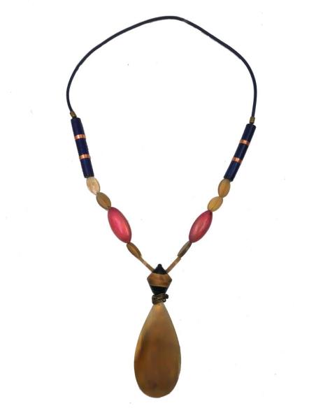 COLLARES DE CUERNO DE BUFALO Y DETALLES EN ROSA Y AZUL