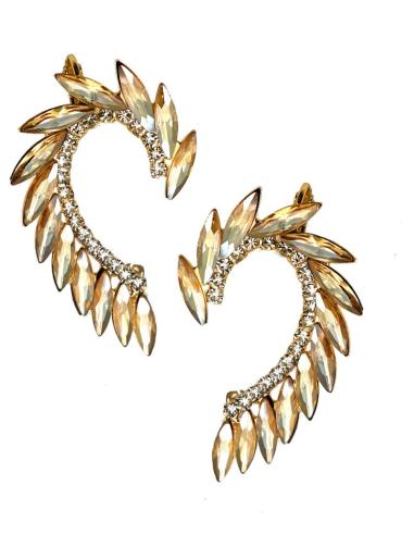 PENDIENTES TREPADORES DE FIESTA Y NOCHE CON CRISTAL DORADO