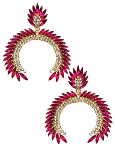 PENDIENTES DE FIESTA FUCSIAS LARGOS CON PEDRERIA PARA UN LOOK FABULOSO