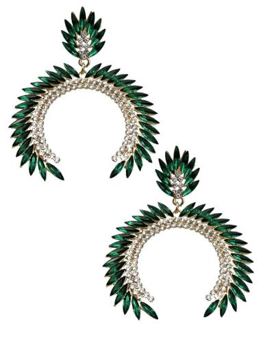 PENDIENTES DE FIESTA VERDES LARGOS CON PEDRERIA PARA UN LOOK FABULOSO