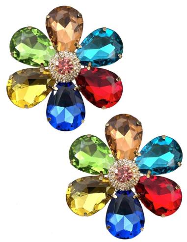 PENDIENTES DE FLORES GRANDES COLORIDAS PARA FIESTA Y BODA