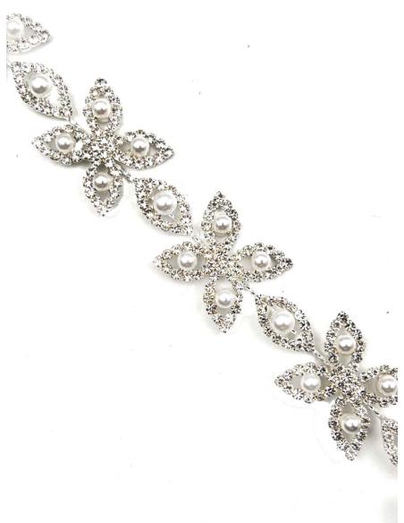 ELEGANTES DIADEMAS PLATEADAS CON PERLAS Y CRISTAL PARA NOVIAS