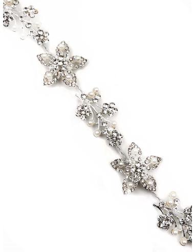 TOCADOS PARA NOVIAS DE DIADEMA BRILLO FLEXIBLE CON PERLITAS