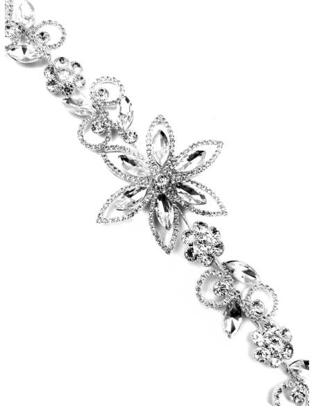 DIADEMAS PLATEADAS FLORES DE CRISTAL BRILLO PARA BODAS