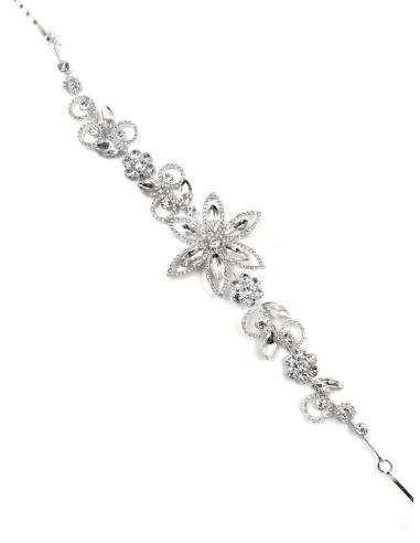 DIADEMAS PLATEADAS FLORES DE CRISTAL BRILLO PARA BODAS