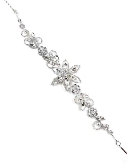 DIADEMAS PLATEADAS FLORES DE CRISTAL BRILLO PARA BODAS