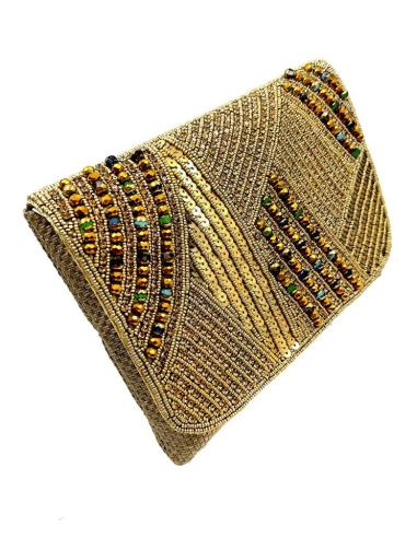 BOLSOS DE FIESTA MARRONES Y DORADOS CON SOLAPA JOYA