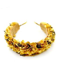 DIADEMAS MOSTAZAS DE FLORES Y FIESTA PARA BODAS Y EVENTOS