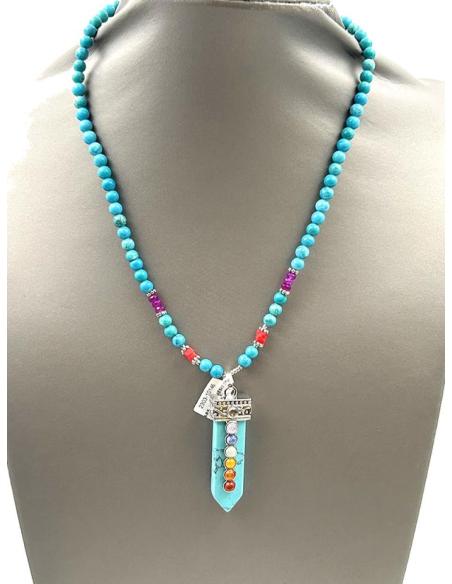 COLLARES TURQUESAS Y ORIGINAL COLMILLO DECORADO DE PIEDRA