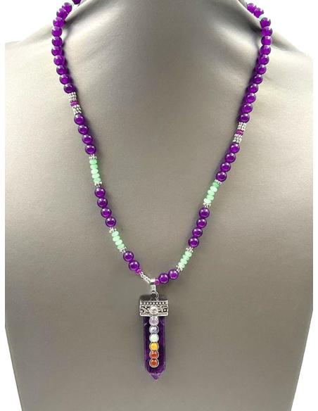 COLLARES MORADOS CON ORIGINAL COLMILLO DE PIEDRA AMATISTA